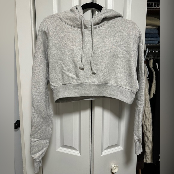 TNA Heather Grey Cropped Hoodie - Picture 1 of 3